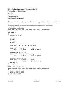 CS 215 ­ Fundamentals of Programming II  Spring 2011 ­ Homework 4