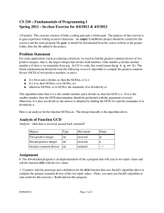 CS 210 – Fundamentals of Programming I  Spring 2012 – In­class Exercise for 4/4/2012 &amp; 4/5/2012