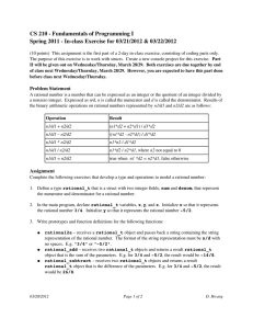 CS 210 ­ Fundamentals of Programming I  Spring 2011 ­ In­class Exercise for 03/21/2012 &amp; 03/22/2012