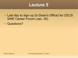 Lecture 5 SWE Career Forum (Jan. 25) Questions?