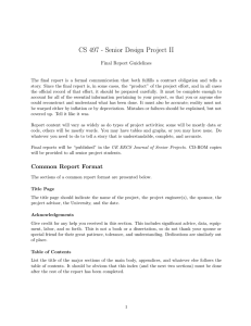 CS 497 - Senior Design Project II Final Report Guidelines