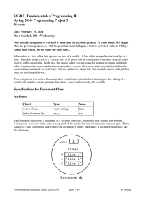 CS 215 ­ Fundamentals of Programming II Spring 2014­ Programming Project 3 30 points Out: February 19, 2014