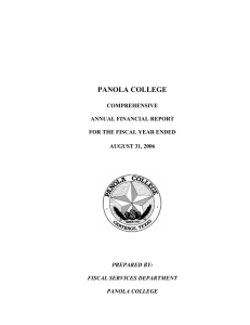 PANOLA COLLEGE  COMPREHENSIVE ANNUAL FINANCIAL REPORT