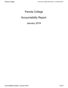 Panola College Accountability Report January 2016 Accountability System, January 2016