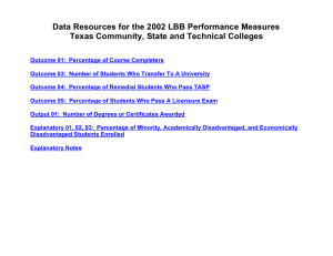 Data Resources for the 2002 LBB Performance Measures