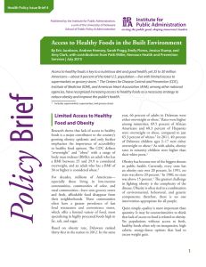 Access to Healthy Foods in the Built Environment Institute for Public Administration