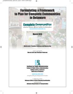 Formulating a Framework to Plan for Complete Communities in Delaware March 2013