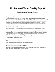 2014 Annual Water Quality Report Trout Creek Water System