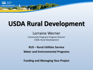 USDA Rural Development Lorraine Werner RUS – Rural Utilities Service