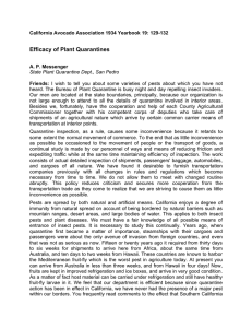 Efficacy of Plant Quarantines