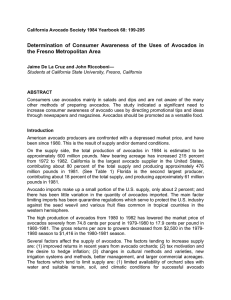 Determination of Consumer Awareness of the Uses of Avocados in