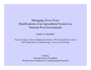 Terra Preta Modifications of an Agricultural System in a Nutrient-Poor Environment