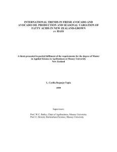 INTERNATIONAL TRENDS IN FRESH AVOCADO AND FATTY ACIDS IN NEW ZEALAND-GROWN