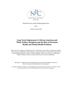 Long Term Employment of African-American and Health and Mental Health Problems