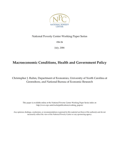 Macroeconomic Conditions, Health and Government Policy   