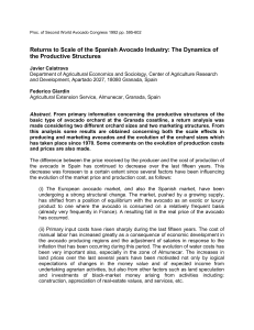 Returns to Scale of the Spanish Avocado Industry: The Dynamics... the Productive Structures