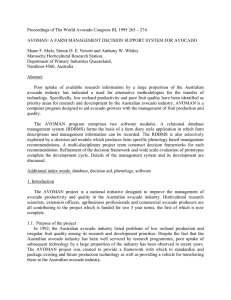 Proceedings of The World Avocado Congress III, 1995 265 –...  AVOMAN: A FARM MANAGEMENT DECISION SUPPORT SYSTEM FOR AVOCADO