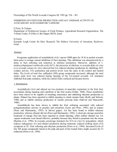 Proceedings of The World Avocado Congress III, 1995 pp. 354 –...  INHIBITION OF ETHYLENE PRODUCTION AND ACC OXIDASE ACTIVITY IN