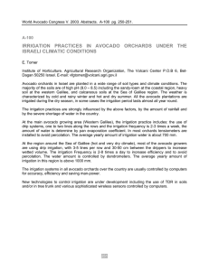 IRRIGATION PRACTICES IN AVOCADO ORCHARDS UNDER THE ISRAELI CLIMATIC CONDITIONS A-100