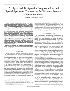 Analysis and Design of a Frequency-Hopped Spread-Spectrum Transceiver for Wireless Personal Communications