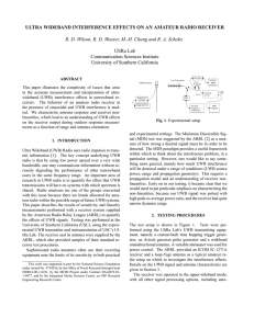 ULTRA WIDEBAND INTERFERENCE EFFECTS ON AN AMATEUR RADIO RECEIVER UltRa Lab