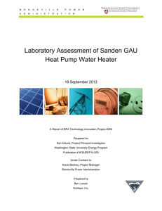 Laboratory Assessment of Sanden GAU Heat Pump Water Heater  18 September 2013