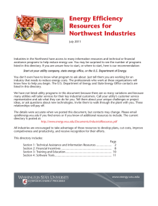 Energy Efficiency Resources for Northwest Industries