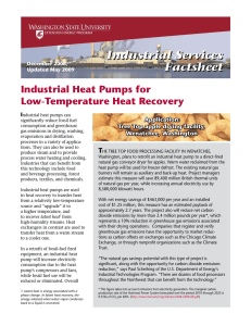 Industrial Heat Pumps for Low-Temperature Heat Recovery I Application: