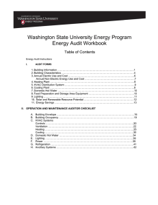 Washington State University Energy Program Energy Audit Workbook Table of Contents