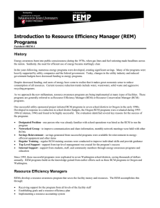 Introduction to Resource Efficiency Manager (REM) Programs History