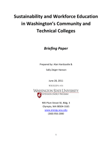Sustainability and Workforce Education in Washington’s Community and Technical Colleges