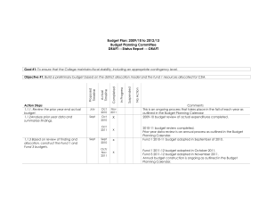Budget Plan: 2009/10 to 2012/13 Budget Planning Committee DRAFT---Status Report ---DRAFT