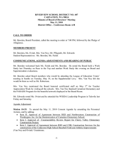 RIVERVIEW SCHOOL DISTRICT NO. 407 CARNATION, WA 98014 May 11, 2010