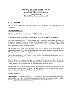 RIVERVIEW SCHOOL DISTRICT NO. 407 CARNATION, WA 98014 August 10, 2010