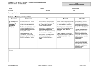 RIVERVIEW SCHOOL DISTRICT/DANIELSON FRAMEWORK  OBSERVATION RUBRIC FORM Domain 1: Planning and Preparation