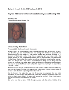 Keynote Address to California Avocado Society Annual Meeting 1999