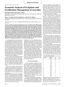 Economic Analysis of Irrigation and Fertilization Management of Avocados