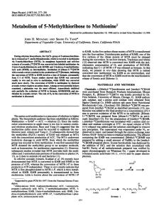 5-Methylthioribose Metabolism of Methionine1