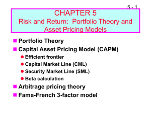 CHAPTER 5 Risk and Return:  Portfolio Theory and Asset Pricing Models 