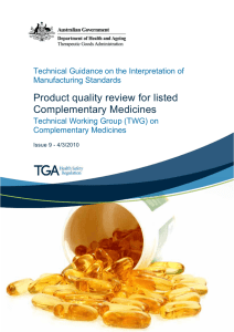 Product quality review for listed Complementary Medicines Manufacturing Standards