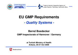 EU GMP Requirements - Quality Systems - Bernd Boedecker