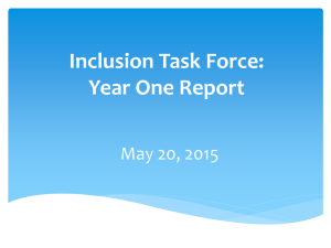 Inclusion Task Force: Year One Report May 20, 2015
