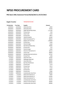 NPSD PROCUREMENT CARD PNC Bank 1940, Statement Period 06/26/2015 to 07/27/2015 TRANSPORTATION