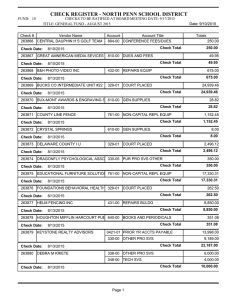 CHECK REGISTER - NORTH PENN SCHOOL DISTRICT