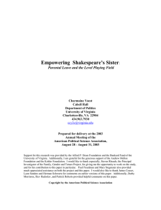 Empowering  Shakespeare’s Sister Parental Leave and the Level Playing Field