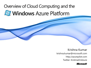 Windows Overview of Cloud Computing and the Krishna Kumar