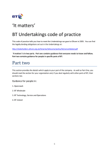 ‘It matters’ BT Undertakings code of practice