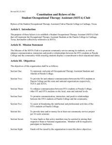 Constitution and Bylaws of the Student Occupational Therapy Assistant (SOTA) Club