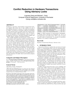 Conflict Reduction in Hardware Transactions Using Advisory Locks