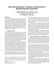 Brief Announcement: A Generic Construction for Nonblocking Dual Containers Joseph Izraelevitz and